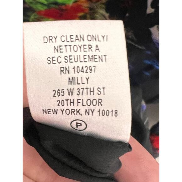 Milly Monet Jewel Floral Printed A Line Long Sleeve Black Multicolor Dress 12 - Picture 7 of 13